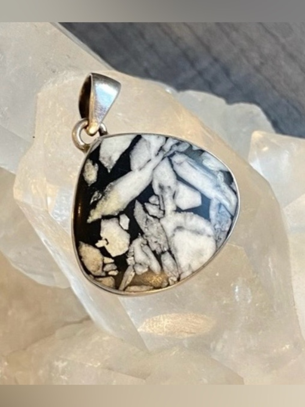 Genuine Rare Chrysanthemum Gemstone, 925 Sterling Silver Pendant